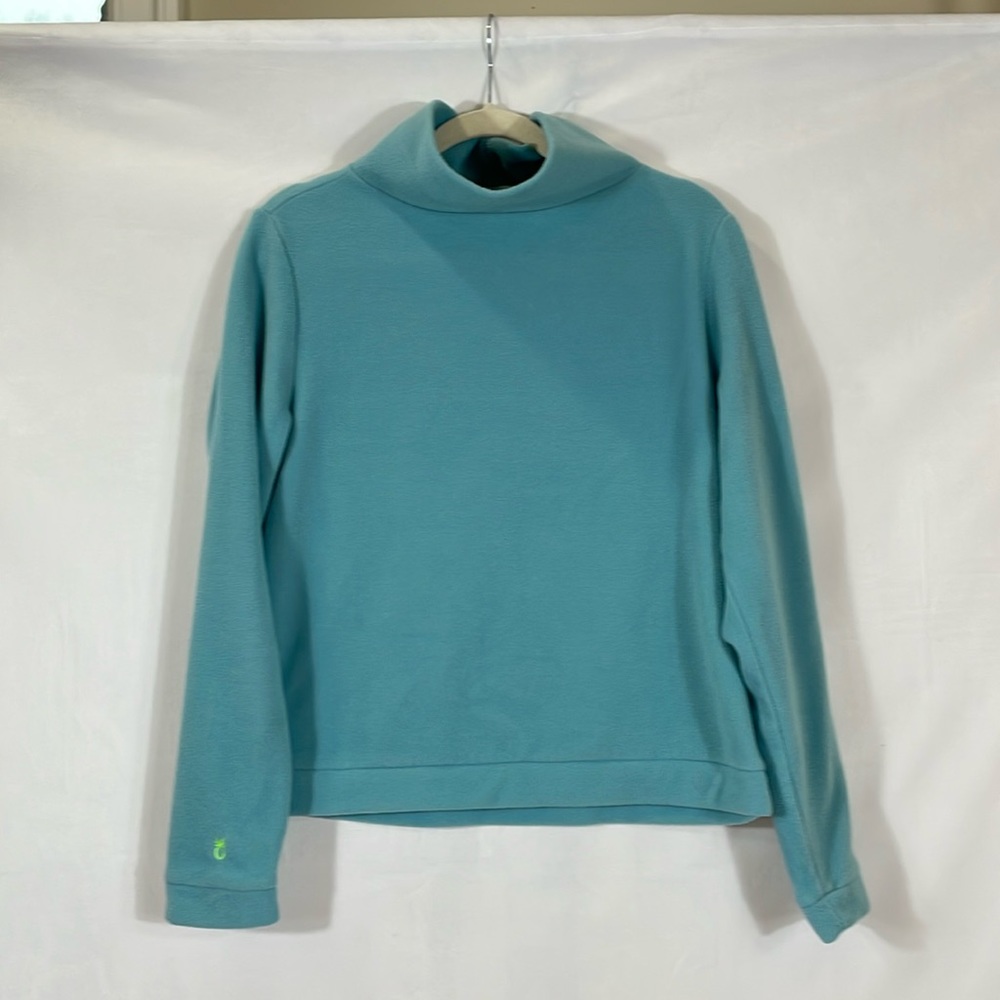 Dudley Stephens Park Slope Turtleneck Size M Fleece Aqua Blue EUC